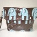 Vinyl Covered Diaper Clutch with pocket Elephants in french blue