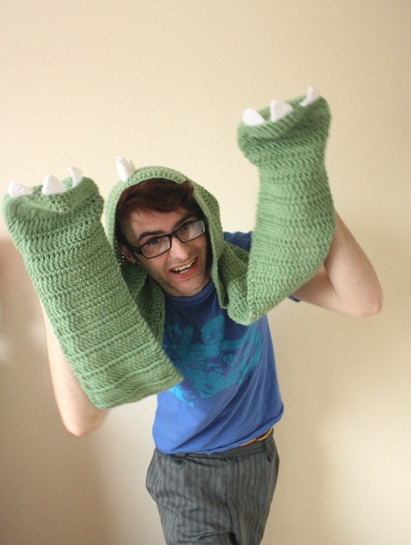 Dinosaur Hodded Scarf with Pockets