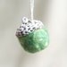 Green hand felted acorns with natural tops white - set of five home decoration