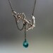 Reserved for Hannah Lost at Sea Necklace by SBC Teal Blue Quartz Hoop Briolette Silver Plated Anchor Gunmetal Chain Free Shipping Worldwide