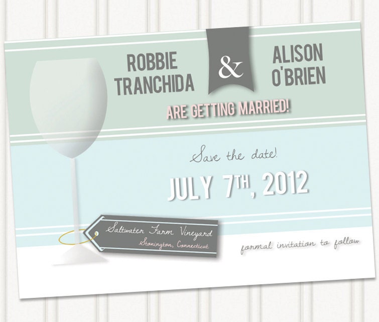 Wine Glass Save The Date's or Party Invitation