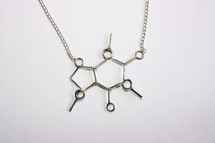 Caffeine Molecule Necklace - Coffee Lover Jewelry - Gift for friend, co worker, boss, sister, mom, coffee lover, for her, under 30