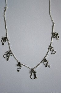 Chakra Symbols Necklace - Silver Yoga Sanskrit New Age Spiritual Jewelry