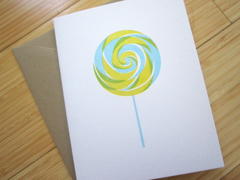 Letterpress Lollipop Green and Blue