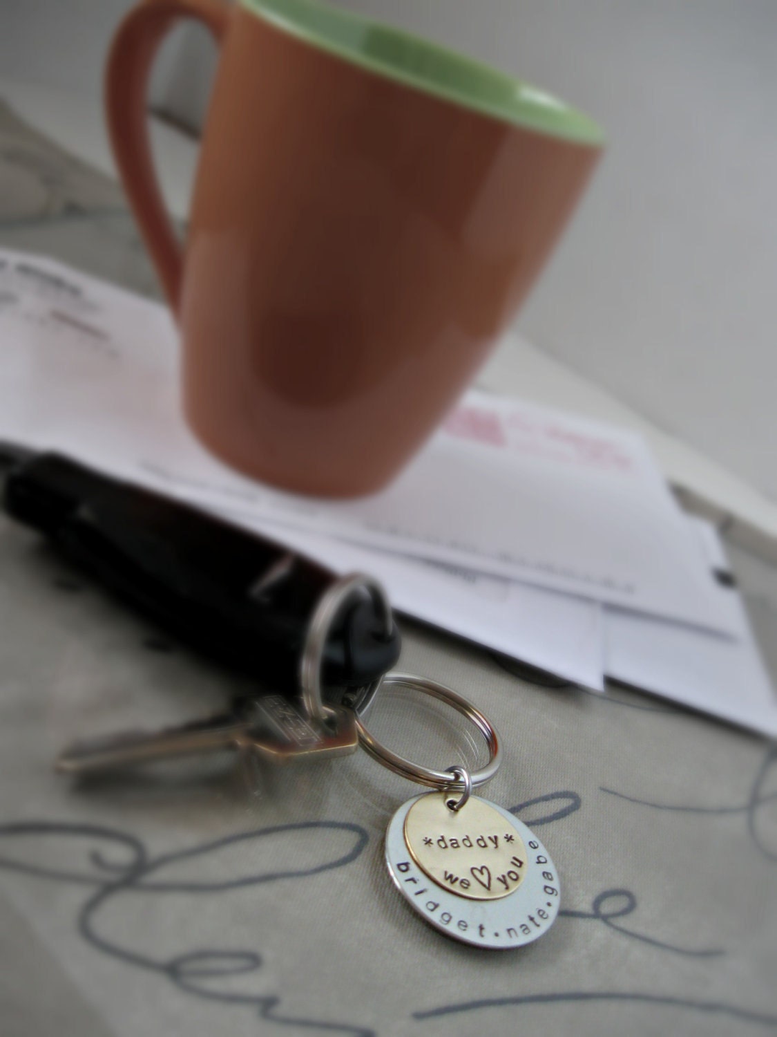 Father's Day Gift Customized Keychain - Personalized Hand Stamped Keychain - Grandpa Daddy Unisex gift - Children's Names
