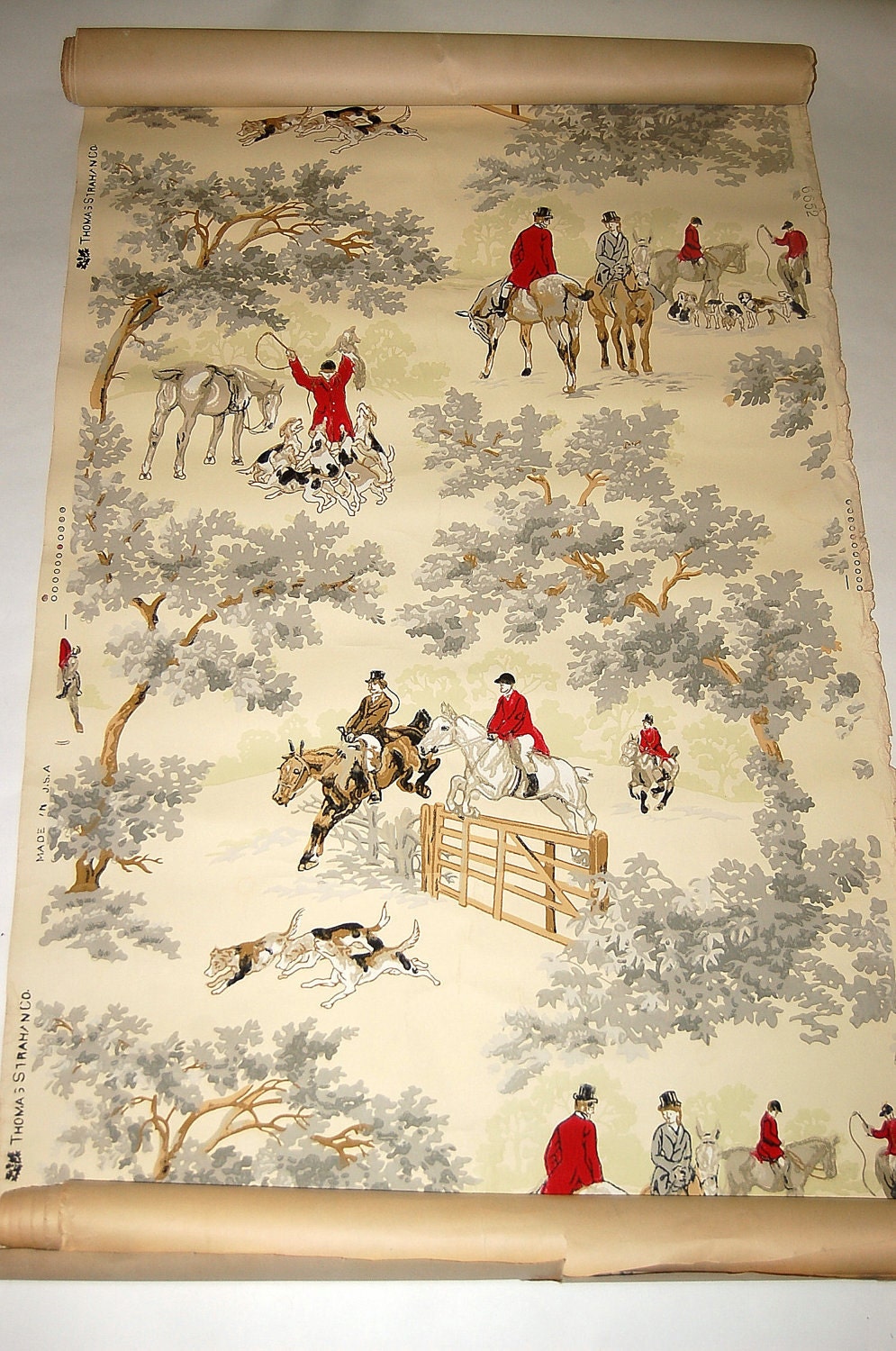 Antique Fox Hunting scene Wallpaper Thomas Strahan 6652