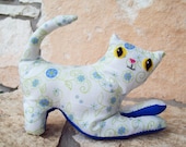 White kitty cat plush with flower pattern SALE CLEARANCE