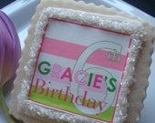Blush Pink Hot Pink and Spring Green Custom Shortbread Cookie Favors