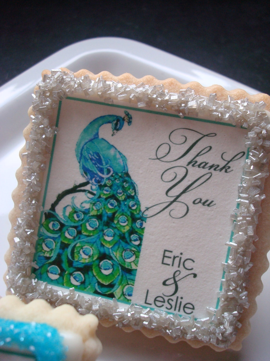 Peacock Personalized Wedding Favor Shower Cookie Favors