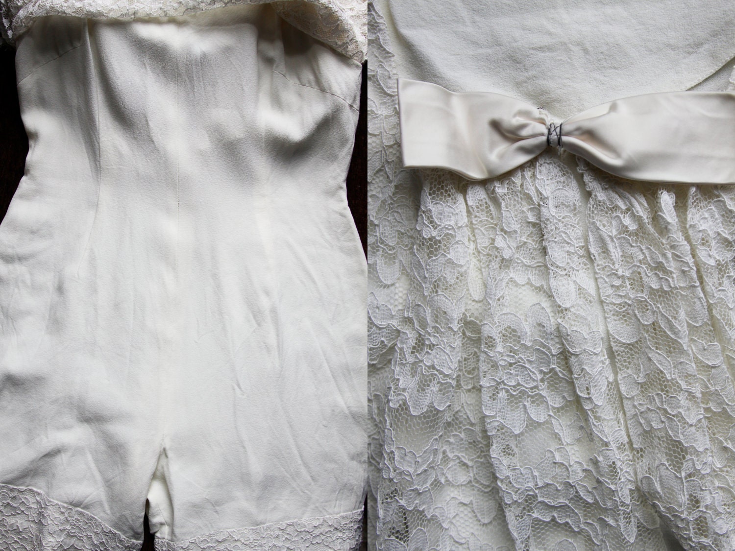 1960's lace mini dress xs . vintage ivory babydoll dress