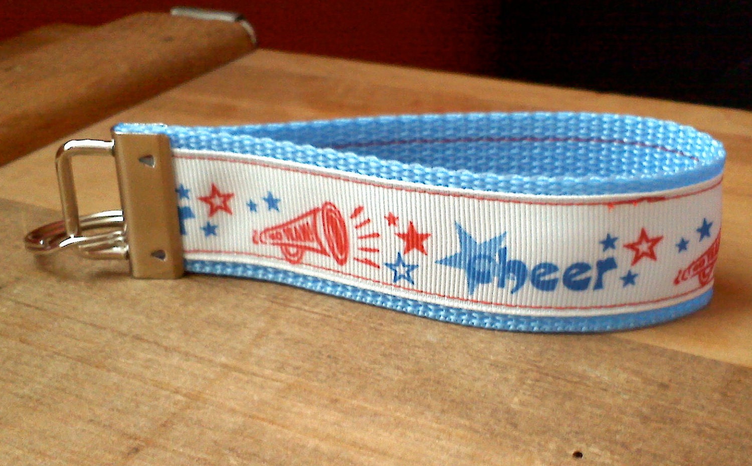 Red, White and Blue Cheerleader Cheer  Key Fob Wristlet - Key Chain - Additional Colors Available - Please see item description