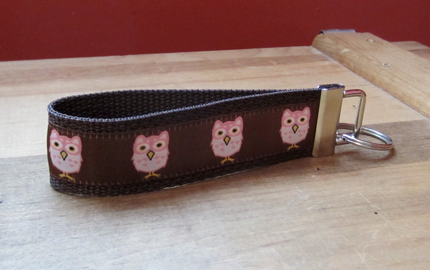 Owl Woven Ribbon Wristlet - Key Chain