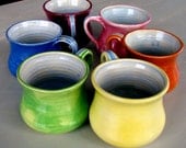 Ready to ship Handmade pottery, ceramic, stoneware clay mugs, comfort mugs, bright colors