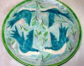 Decortive platter with blue birds