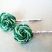 Vintage Hair Pin Set Green Beads Evening Party Formal Repurposed Earrings