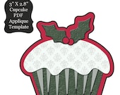 Christmas Cupcake Applique Pattern PDF Template