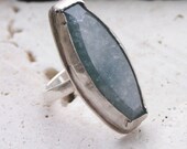 Paraiba Quartz Ring / Blue Aqua Ring / Sterling Silver Ring / Rustic Earthy Ring / Large Stone Ring / Romantic Ring / Sparkling Ring