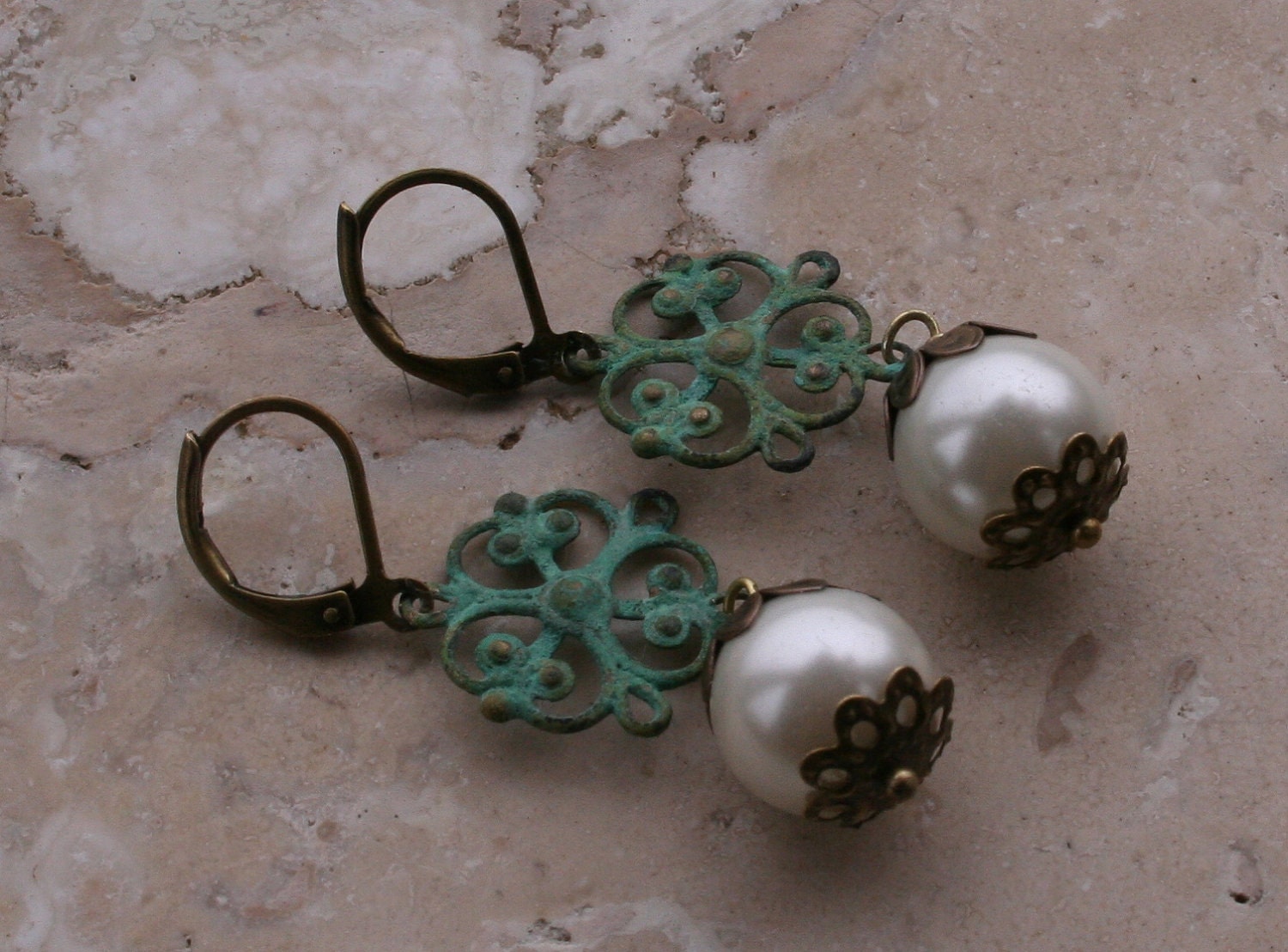 Holiday Sale Handcrafted Earthy Woodland Rustic Elegant Romantic Rodeo Cowgirl Ranch Style Texas Wyoming Pearl Earrings