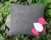 grey mouse pillow with pocket, fleece novelty pillow, tooth fairy pillow, children's bedding, OOAK
