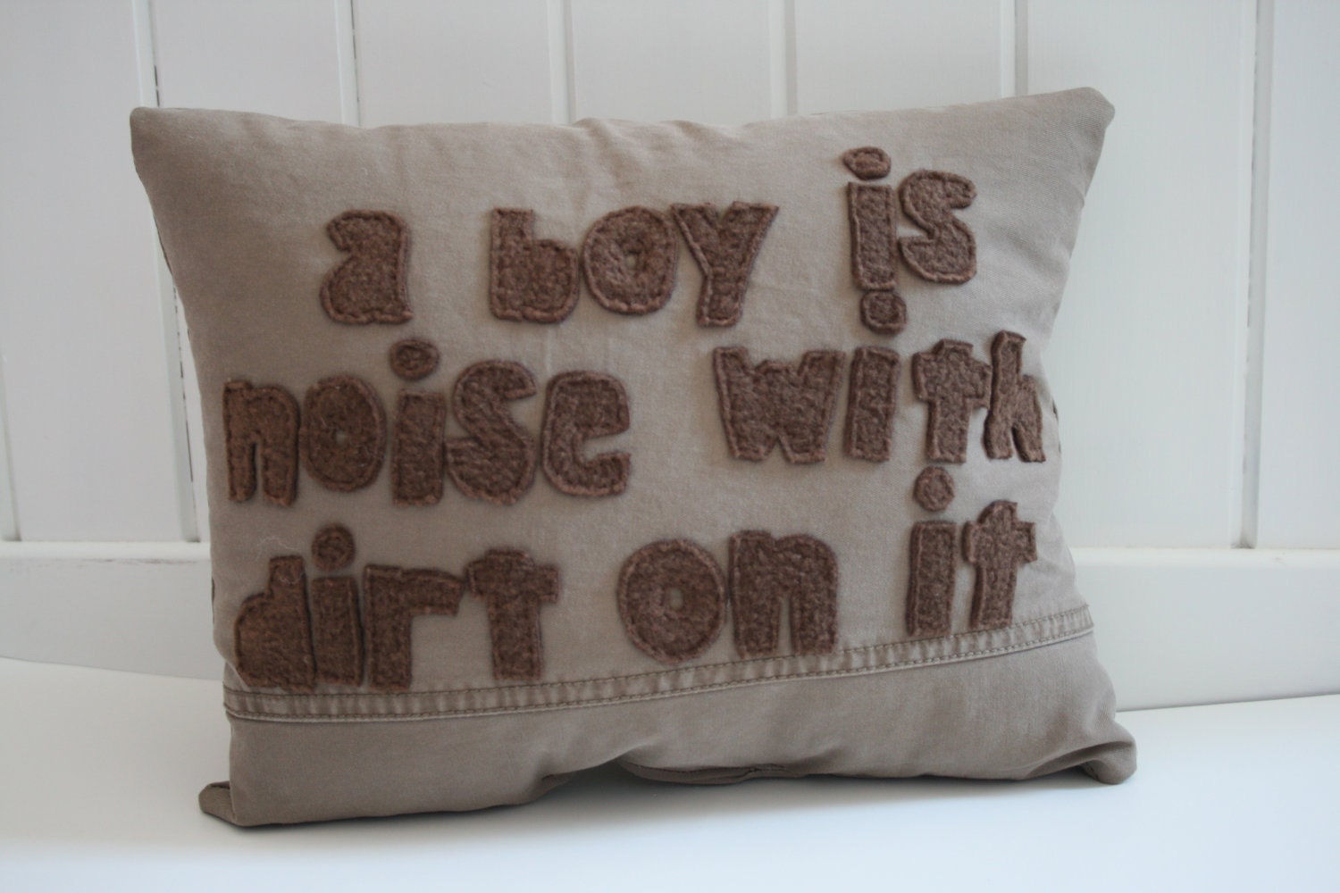 brown boy pillow, upcycled children's pillow, children's bedding, repurposed pillow, quote pillow, OOAK