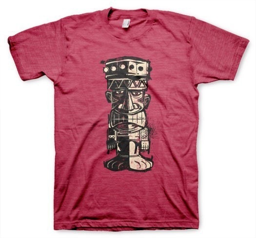 Tiki Man men's heather red  vintage inspired retro funny t-shirt in s, m, l, xl