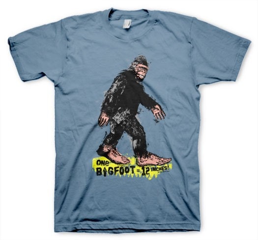 One Bigfoot Men's Funny Stone Blue Novelty T-shirt in S, M, L, XL