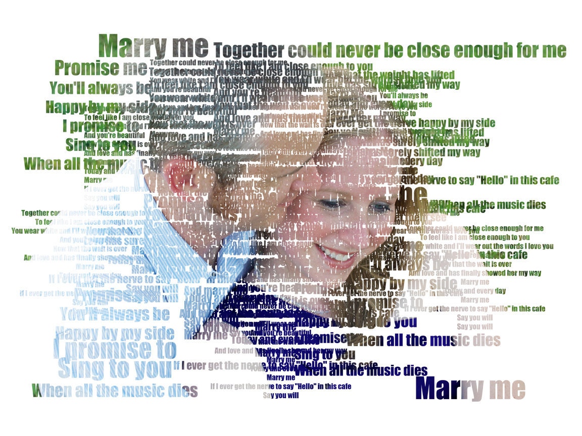 Custom Photo Gift Portrait On Canvas Wedding Vows Song Lyric Gift 16x12