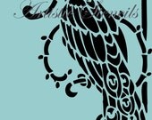 STENCIL Art Deco Peacock 7.7 X 12
