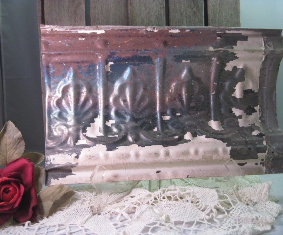 Antique Ceiling Tin Tile section fragment from architectural salvage