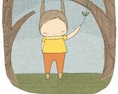 Animal Wall Art - Millicent The Bunny Rabbit in The Woods - Lighter Version