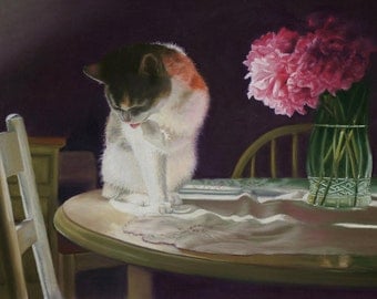 Peaches and Peonies, Small-size Giclee Print with Donation
