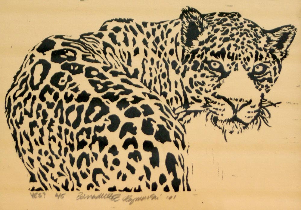 Yes, Framed Linoleum Block Print