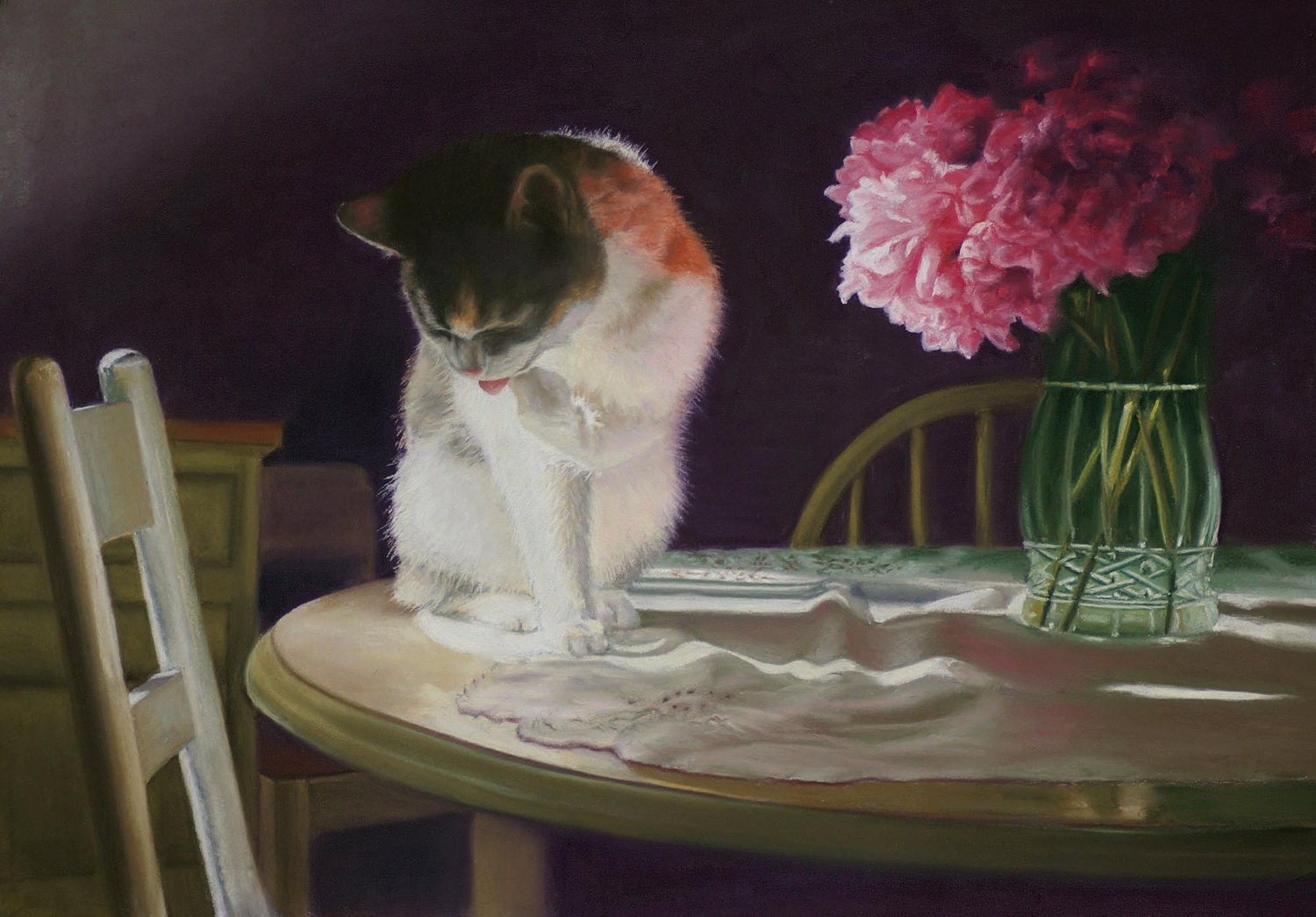 Peaches and Peonies, Small-size Giclee Print with Donation