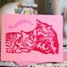 Set of 8 Valentine Linocut Note Cards, Colorful Cats