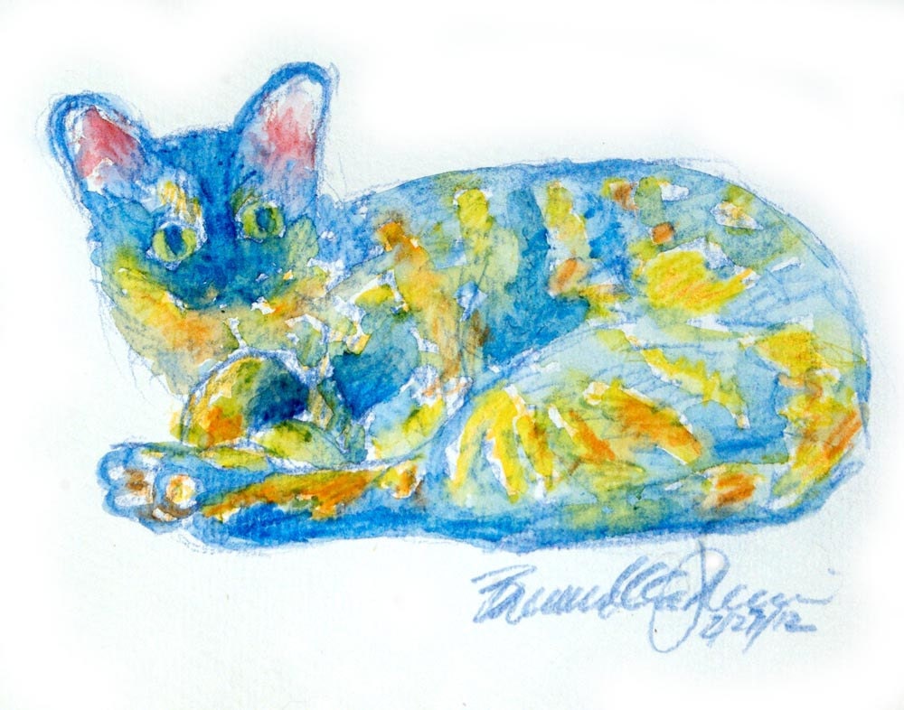 Colorful Kelly, Framed Original Watercolor