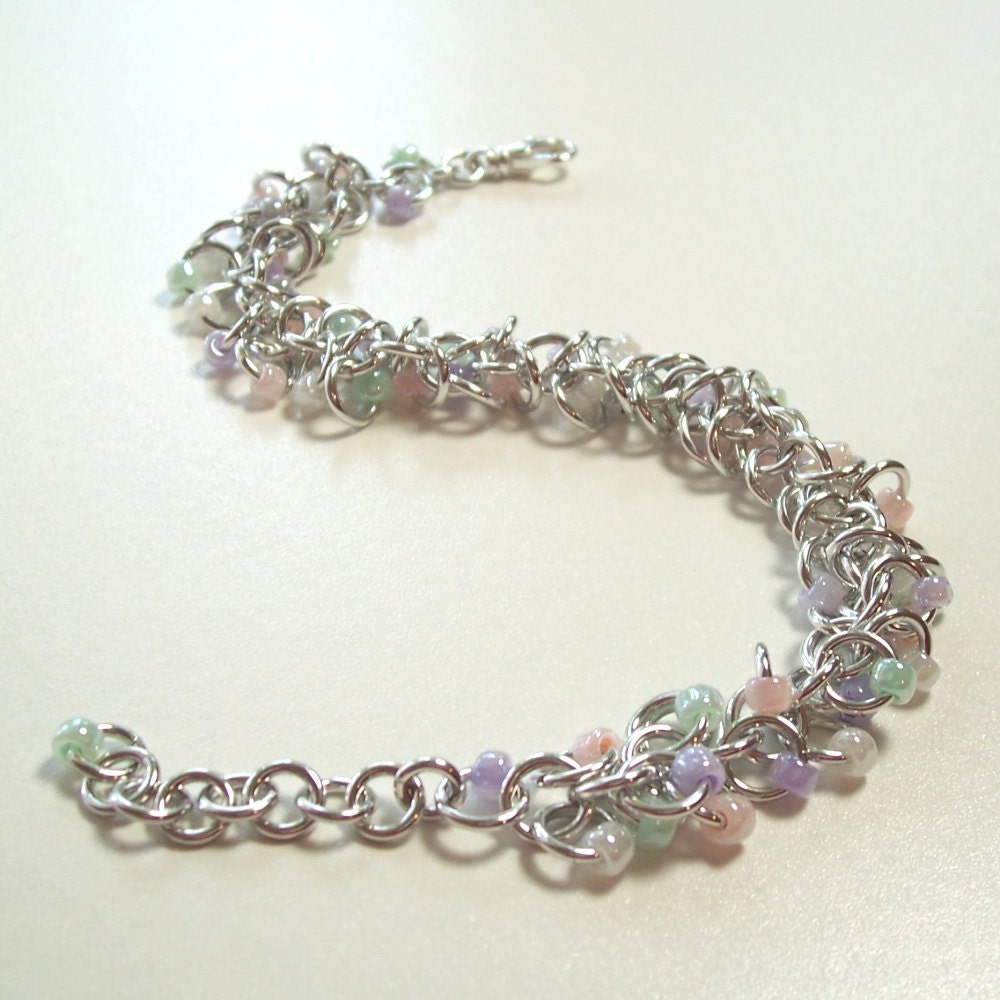 Shaggy Loops Bracelet Chainmaille Jewelry Pastel Shades