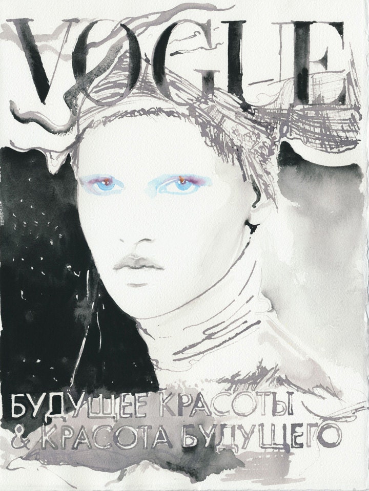 Watercolour Fashion Illustration, Print 8.5" x 11"  - Vogue Russia - silverridgestudio