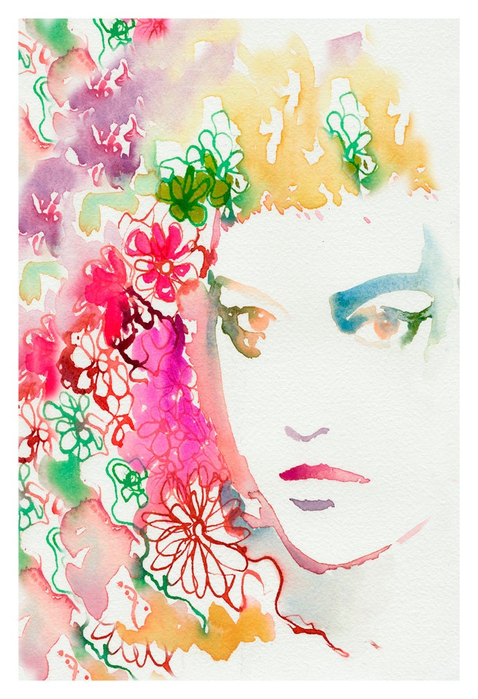 Watercolour Fashion Illustration, art,  13" x 19" Print -  Gemma