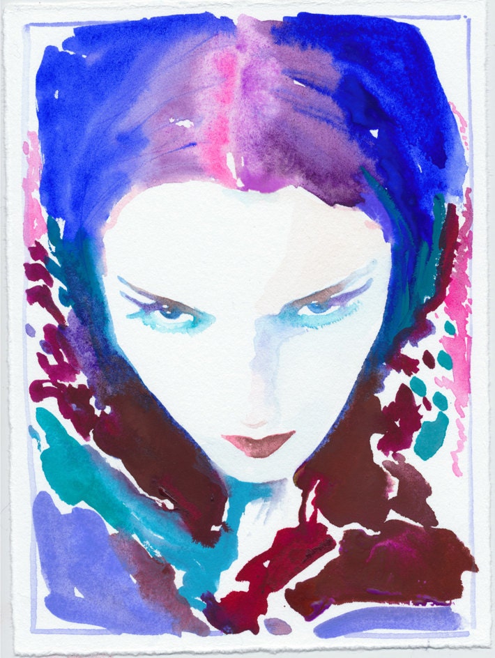 Original Watercolor, Fashion illustration. Titled - the twenties2