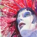 Print of Watercolour Painting, Fashion Illustration. Titled: Red Feathers.
