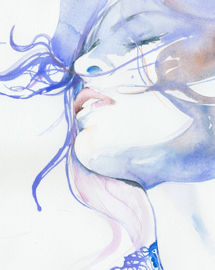 Print of Watercolour Painting, Portrait, Fashion Illustration Print  - Eva