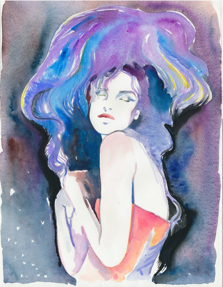 Watercolour Fashion Illustration.Titled: Parisian Feathers,