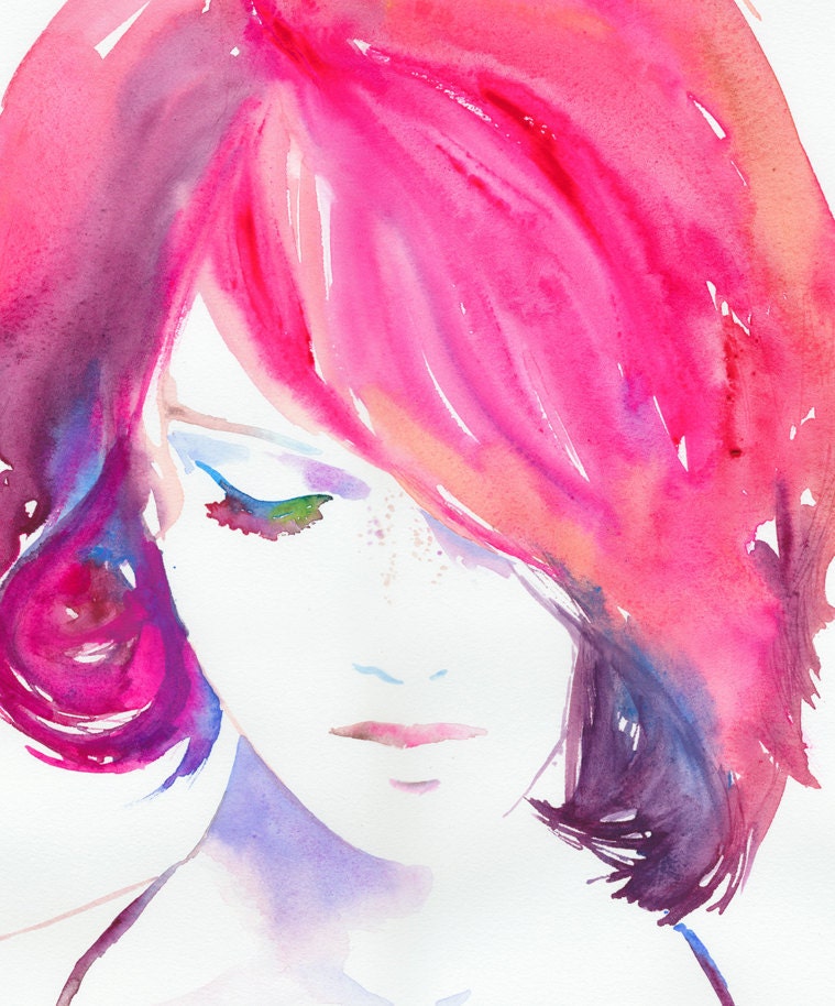 Art, Original Art, Watercolor Fashion Illustration, Watercolour  Painting, Cate Parr,  Rosso
