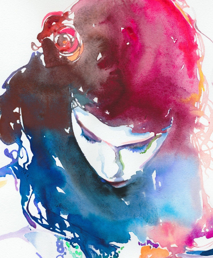 Print of Watercolour Fashion Illustration - Audrey Tautou