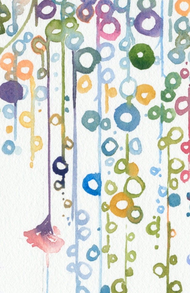 Watercolor painting, illustration - cactus string of pearls  - Garden Series