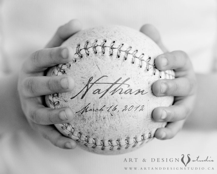 Art for Child Room - Personalized Name Art Print for baby, child, Nursery Decor, boys room - baseball - 8x10 photo