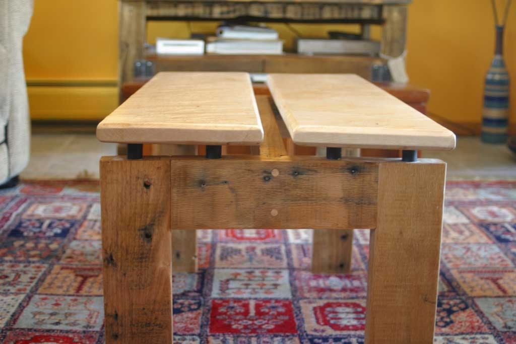 unique reclaimed oak and maple coffee table with 'floating' top ... harpo ON SALE