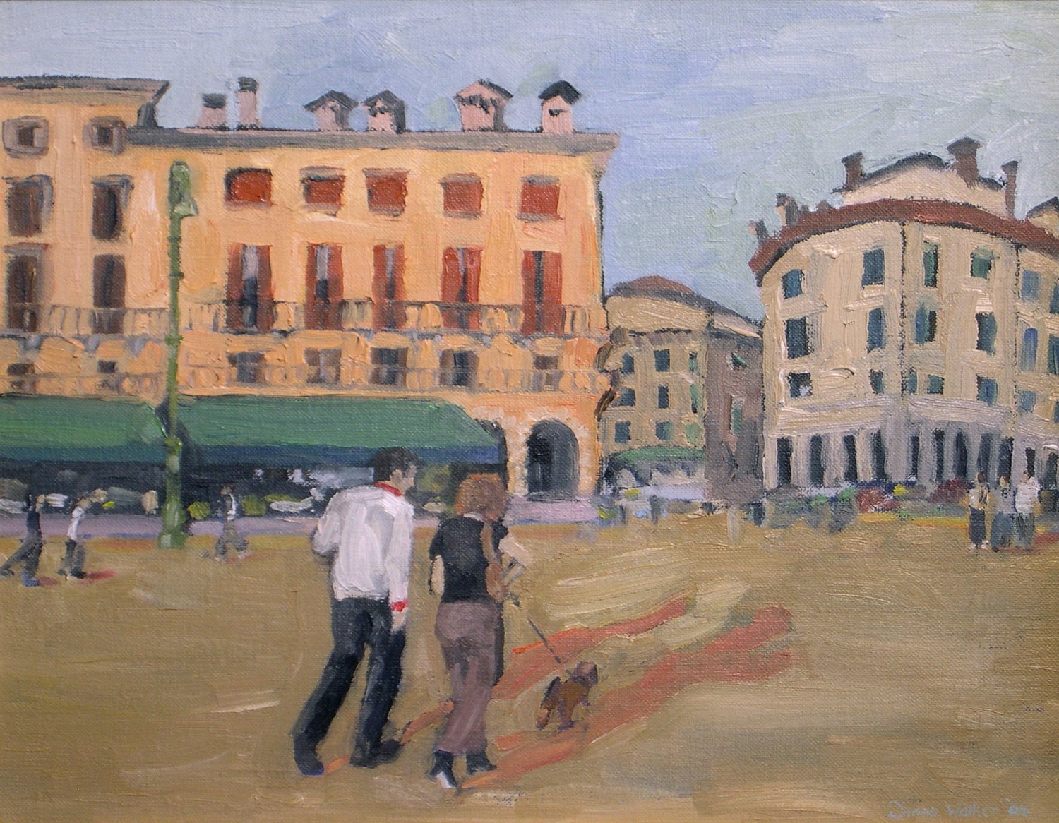 Out Together- 11x14 Original Oil Painting on Canvas, Framed or Unframed- Italian Scene, Figures