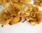 Fall Autumn Mustard Yellow Fabric Flower Rose Shabby chic Frayed  hairpin set  9  pcs Floral bobby pin