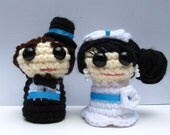Tiny Bride and Groom Crocheted Dolls